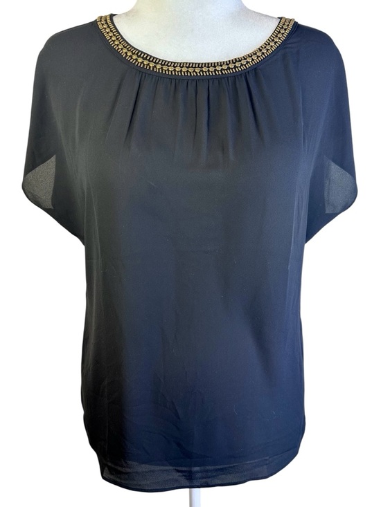 LOFT Petite Loose Fit Blouse with Beaded Neckline Size LP - Picture 3 of 12